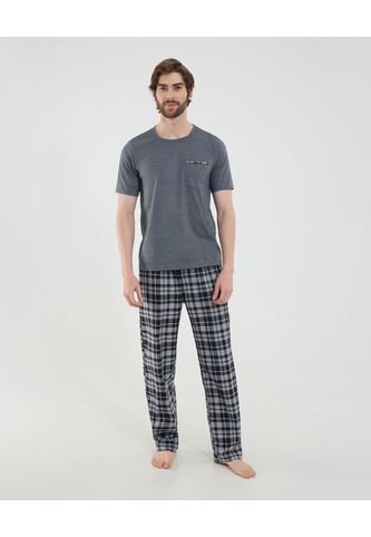 Pijama Para Hombre M/C P/L Color Negro Marca Ostu #60040200 Ostu