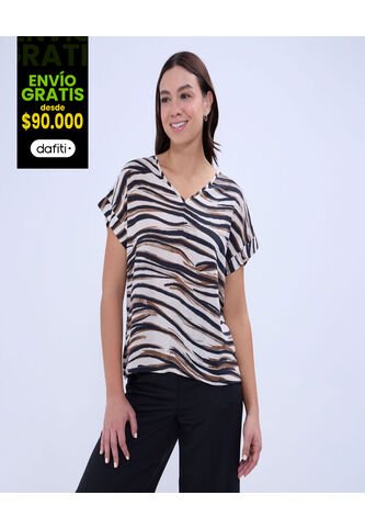 Blusa Para Mujer Manga Corta Color Café  Marca Ostu #40121063 Ostu