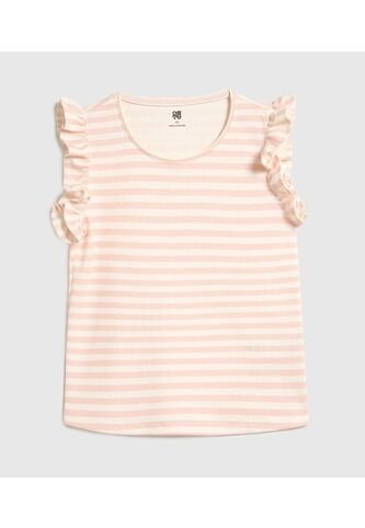 Camiseta Infantil Niña Manga Sisa Cuello Redondo Color Rosado Marca Ostu #90090301 Ostu