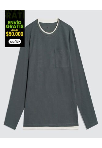 Camiseta Para Hombre Manga Larga Color Verde  Marca Ostu #60091538 Ostu