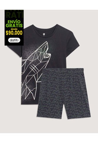 Pijama Para Niño M/C P/C Color Azul  Marca Ostu #80040088 Ostu