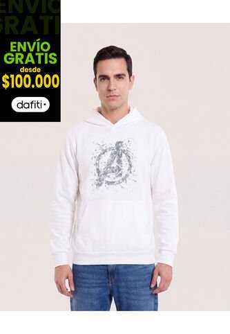 Buzo Hoodie Estampado Avengers  Para Hombre Crema Ostu Ostu