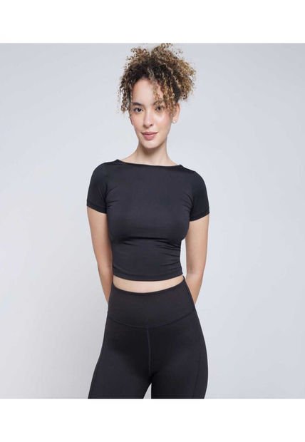 Crop Top Para Mujer Manga Corta Color Negro Marca Ostu #40092171