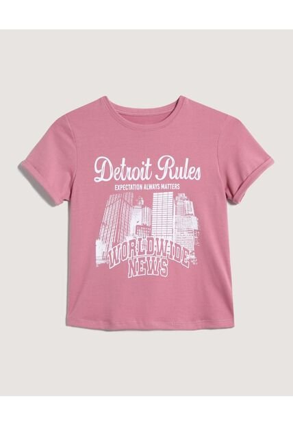 Camiseta Para Niña Manga Corta Color Rosado  Marca Ostu #90090224