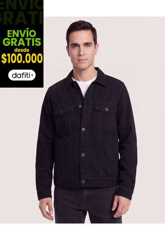 Chaqueta Trucker Clásica  Para Hombre Negro Ostu Ostu