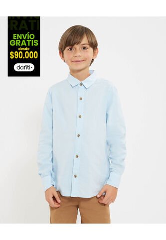 Camisa Para Niño Manga Larga Color Azul Claro Marca Ostu #80010047 Ostu