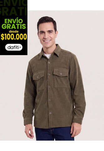 Chaqueta Con Bolsillos De Tapa  Para Hombre Verde Ostu Ostu