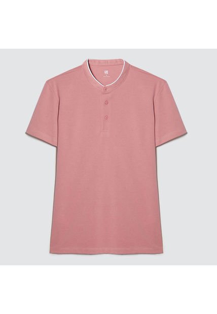 Polo Para Hombre Cuello Mao Sin Bolsillo Color Rosado  Marca Ostu #60110614