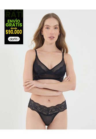 Bralette Para Mujer Encaje Color Negro Marca Ostu #40810006 Ostu