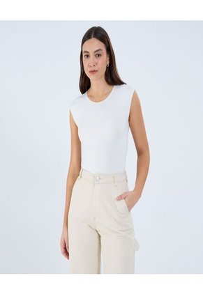 Body Para Mujer Manga Corta Color Crema Marca Ostu #40200169