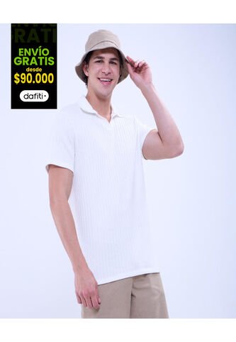 Polo Para Hombre Cuello Tejido Sin Bolsillo Color Crema Marca Ostu #60110696 Ostu