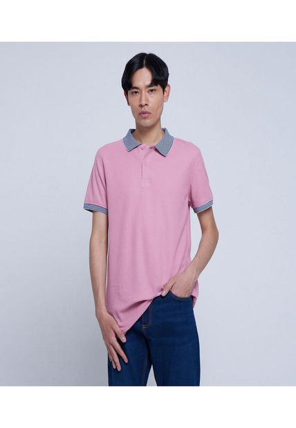 Polo Para Hombre Cuello Tejido Sin Bolsillo Color Rosado  Marca Ostu #60110618
