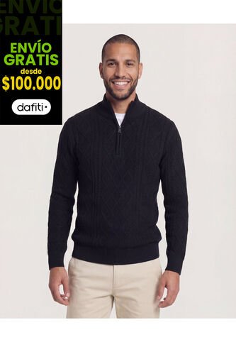 Saco  Para Hombre Cuello Alto O Cuello Tortuga Color Negro Marca Ostu #60330049 Ostu