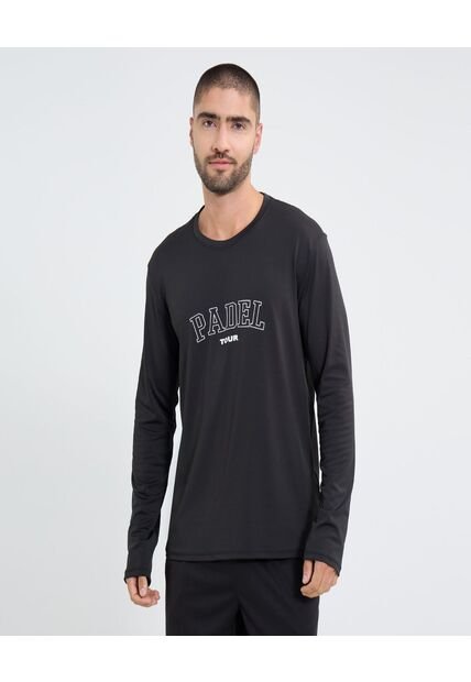 Camiseta Para Hombre Manga Larga Cuello Redondo Color Negro Marca Ostu #60091639