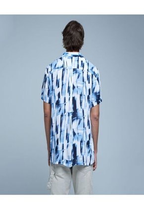 Camisa  Para Hombre Manga Corta Sin Bolsillo Color Azul Marca Ostu #60010658