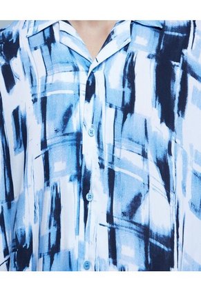 Camisa  Para Hombre Manga Corta Sin Bolsillo Color Azul Marca Ostu #60010658