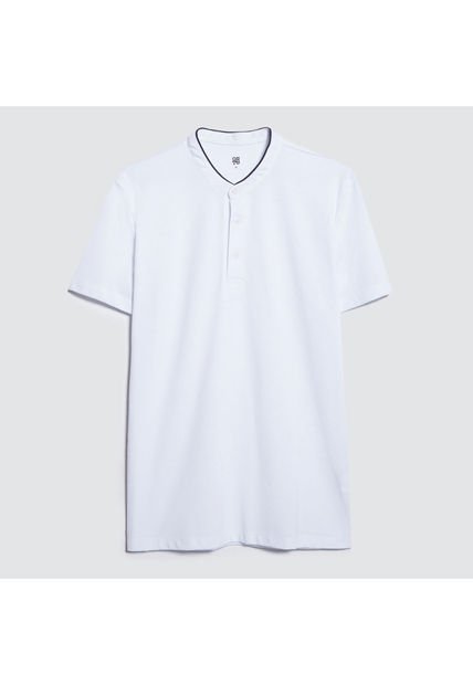 Polo Para Hombre Cuello Mao Sin Bolsillo Color Blanco Marca Ostu #60110611