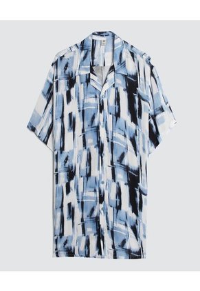 Camisa  Para Hombre Manga Corta Sin Bolsillo Color Azul Marca Ostu #60010658