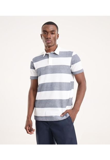 Polo Para Hombre Cuello Tejido Sin Bolsillo Color Azul Marca Ostu #60110826