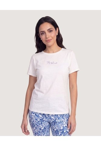 Camiseta Regular Estampada  Para Mujer Beige Ostu Ostu