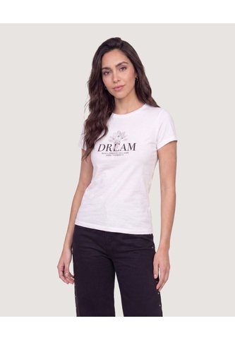 Camiseta Slim Estampada  Para Mujer Blanco Ostu Ostu