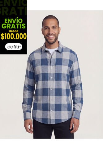 Camisa  Para Hombre Manga Larga Sin Bolsillo Cuello Casual M Color Gris Marca Ostu #60010873 Ostu