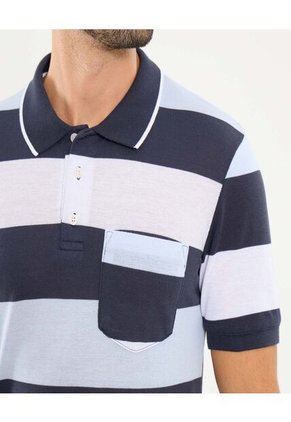 Polo Para Hombre Cuello Tejido Con Bolsillo Color Azul Marca Ostu #60110749