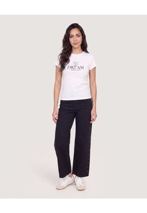 Camiseta Slim Estampada Para Mujer Blanco Ostu