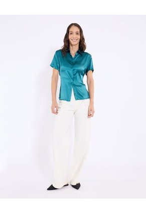 Camisa Para Mujer Manga Corta Color Verde Marca Ostu #40010374