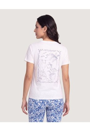 Camiseta Regular Estampada  Para Mujer Beige Ostu