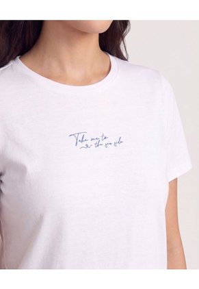 Camiseta Regular Estampada  Para Mujer Beige Ostu