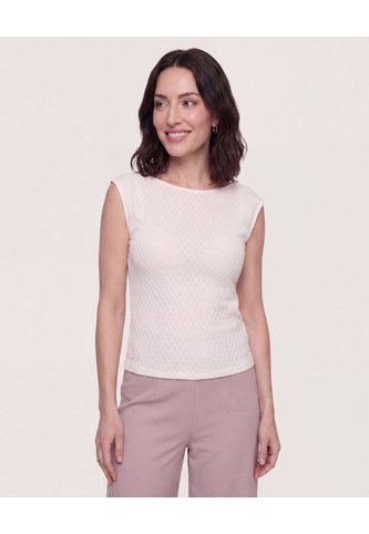 Camiseta Basica Screen  Para Mujer Beige Ostu Ostu