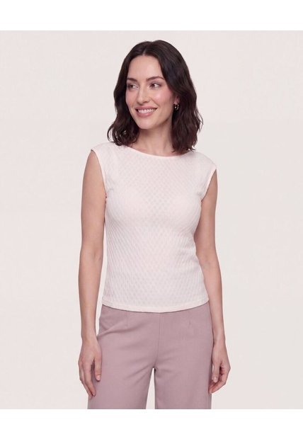 Camiseta Basica Screen  Para Mujer Beige Ostu