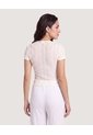 Camiseta Mesh Manga Corta  Para Mujer Crema Ostu de Ostu