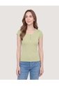 Camiseta Básica Con Botones  Para Mujer Verde Ostu de Ostu