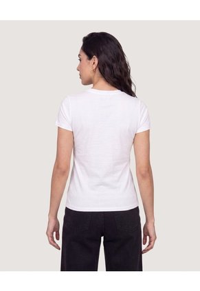 Camiseta Slim Estampada Para Mujer Blanco Ostu