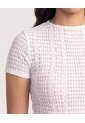Camiseta Mesh Manga Corta  Para Mujer Crema Ostu de Ostu