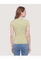Camiseta Básica Con Botones  Para Mujer Verde Ostu de Ostu