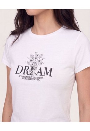 Camiseta Slim Estampada Para Mujer Blanco Ostu