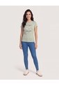 Camiseta Slim Estampada  Para Mujer Verde Ostu de Ostu
