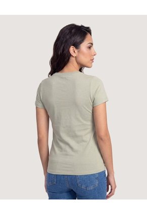 Camiseta Slim Estampada Para Mujer Verde Ostu
