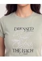 Camiseta Slim Estampada  Para Mujer Verde Ostu de Ostu