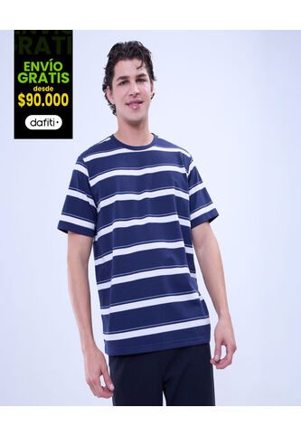 Camiseta Para Hombre Manga Corta Color Azul  Marca Ostu #60091402 Ostu