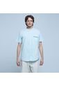 Camisa Para Hombre Manga Corta Con Bolsillo Color Azul  Marca Ostu #60010615 de Ostu