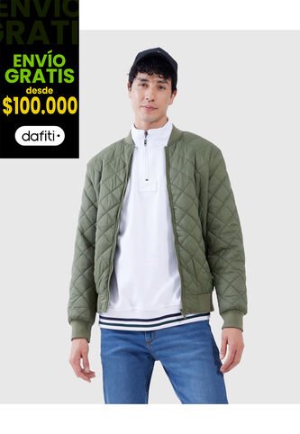 Chaqueta Para Hombre Bomber Color Verde  Marca Ostu #60080107 Ostu