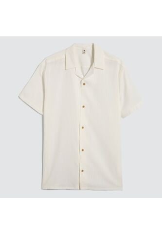 Camisa Para Hombre Manga Corta Sin Bolsillo Color Crema Marca Ostu #60010730 Ostu