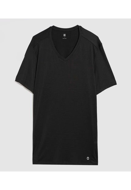 Camiseta Para Hombre Manga Corta Cuello V Color Negro Marca Ostu #60091493
