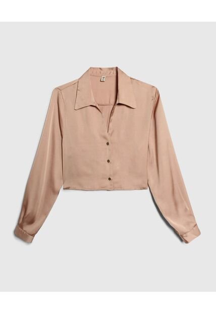 Camisa Para Mujer Manga Larga Color Beige Marca Ostu #40010199