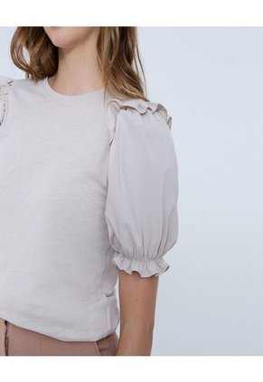 Camiseta Para Mujer Manga Corta Color Beige Marca Ostu #40092261