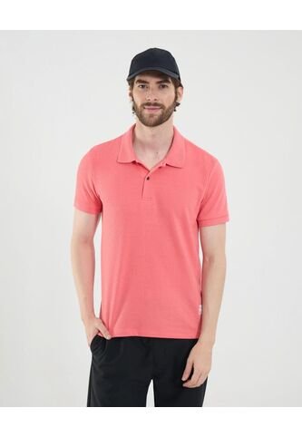 Polo Para Hombre Cuello Tejido Sin Bolsillo Color Coral Marca Ostu #60110781 Ostu